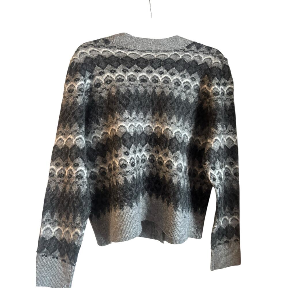 Joie Women’s Fair Isle Cardigan Sweater Button Up Gray Large NWT Wool Blend - Picture 2 of 6